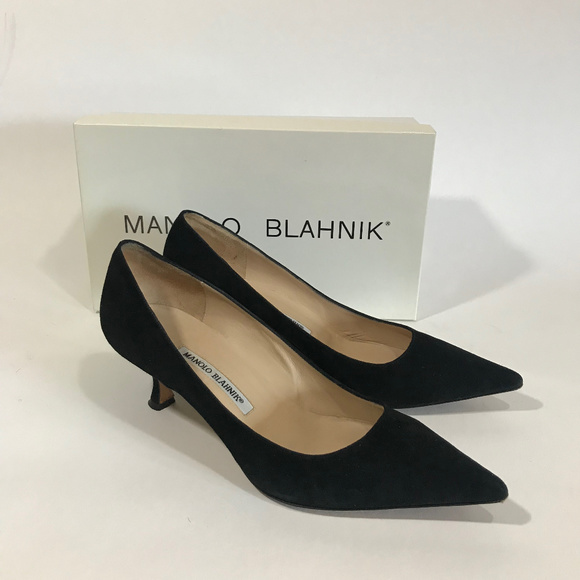 Manolo Blahnik Black Suede Pumps - Picture 1 of 4